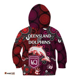 NRL Dolphins Combine Queensland Origin Kid Hoodie Indigenous Aboriginal Style