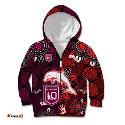 NRL Dolphins Combine Queensland Origin Kid Hoodie Indigenous Aboriginal Style