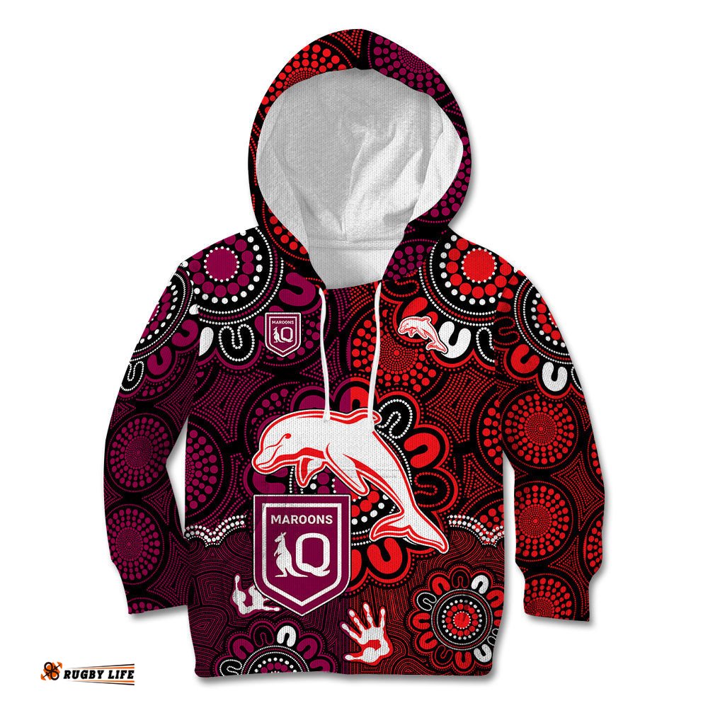 NRL Dolphins Combine Queensland Origin Kid Hoodie Indigenous Aboriginal Style