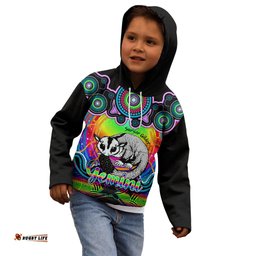 Personalised Australia Gemini Sugar Gilder Zodiac Kid Hoodie Auz Astrology Aboriginal Rainbow