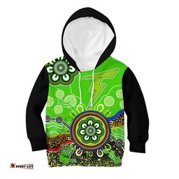 Custom Personalised Sydney Thunder Kid Hoodie Cricket Indigenous Aboriginal Lizard Version