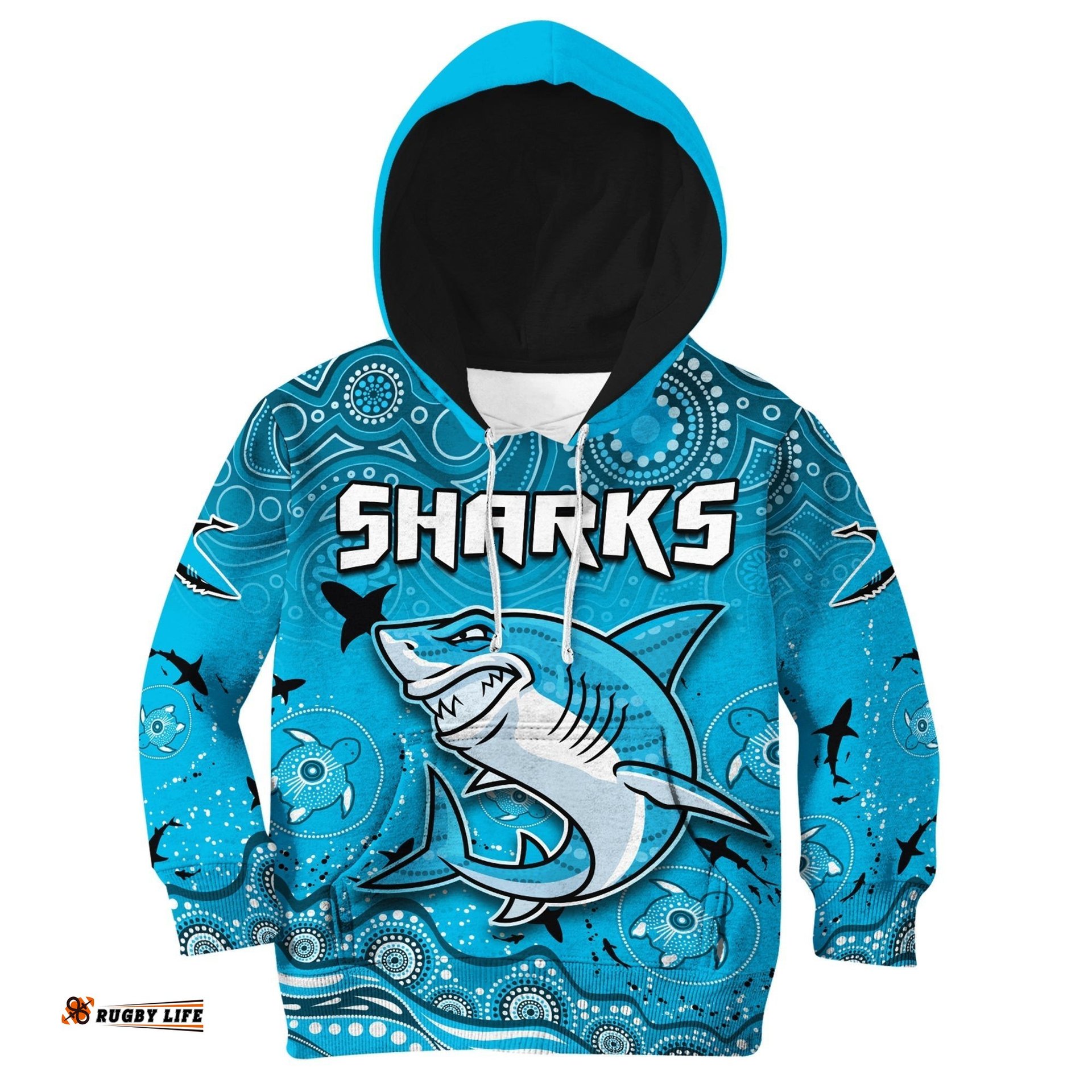 Sharks Rugby Hoodie KID Go Sharkies Aboriginal Special Version