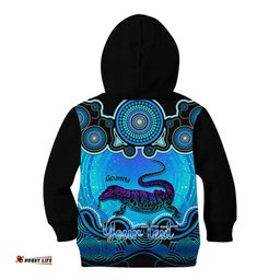 Personalised Australia Capricorn Goanna Zodiac Kid Hoodie Auz Astrology Aboriginal Aqua
