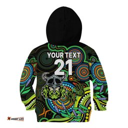 Custom Raiders Rugby Aboriginal Art Kid Hoodie NAIDOC Indigenous Tribal