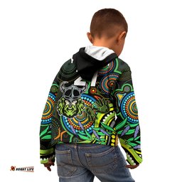 Custom Raiders Rugby Aboriginal Art Kid Hoodie NAIDOC Indigenous Tribal