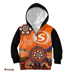 Custom Personalised Perth Scorchers Kid Hoodie Cricket Indigenous Aboriginal Lizard Version