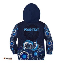 Australia Aboriginal Kid Hoodie Dolphin Dark Blue