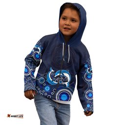 Australia Aboriginal Kid Hoodie Dolphin Dark Blue