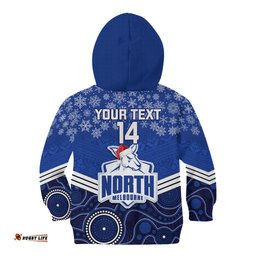 Custom North Melbourne Football Christmas Kid Hoodie Merry Xmas 2023 Mix Aboriginal Art