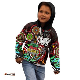 Custom Dragons Rugby Aboriginal Art Kid Hoodie NAIDOC Indigenous Tribal