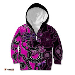 Aboriginal Dragonfly Kid Hoodie Pink Style