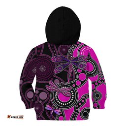Aboriginal Dragonfly Kid Hoodie Pink Style