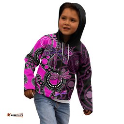 Aboriginal Dragonfly Kid Hoodie Pink Style