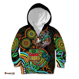 Tigers Rugby Aboriginal Art Kid Hoodie NAIDOC Indigenous Tribal