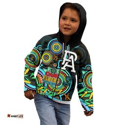 Port Adelaide Football Aboriginal Art Kid Hoodie NAIDOC Indigenous Tribal