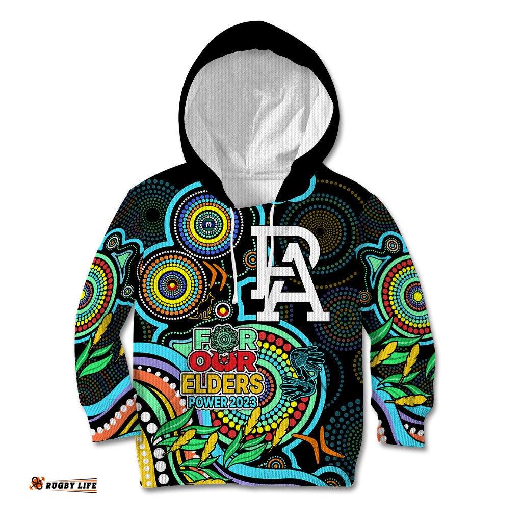 Port Adelaide Football Aboriginal Art Kid Hoodie NAIDOC Indigenous Tribal