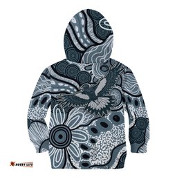 Magpies Aboriginal Art Kid Hoodie