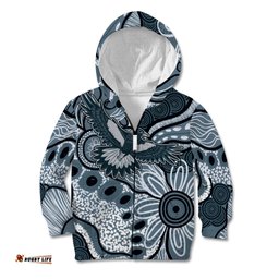 Magpies Aboriginal Art Kid Hoodie