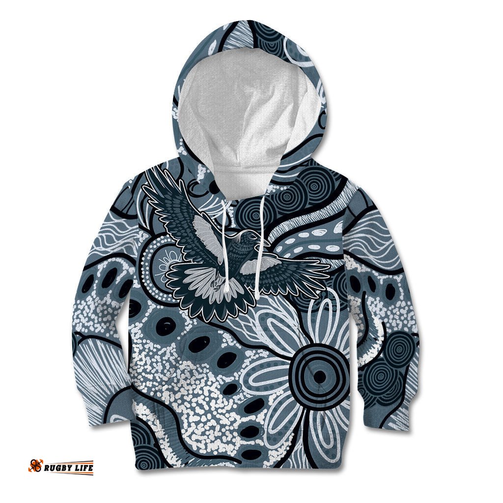 Magpies Aboriginal Art Kid Hoodie