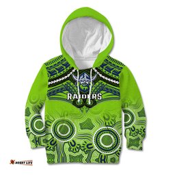 Personalised Raiders Rugby Kid Hoodie Canberra 1981 Aboriginal Mix Polynesian Pattern