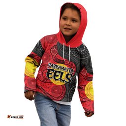 Custom Personalised 2023 Parramatta Eels Kid Hoodie Simple Aboriginal