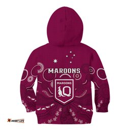 Maroons Rugby Kid Hoodie QLD Aboriginal Art