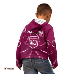 Maroons Rugby Kid Hoodie QLD Aboriginal Art