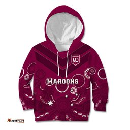 Maroons Rugby Kid Hoodie QLD Aboriginal Art