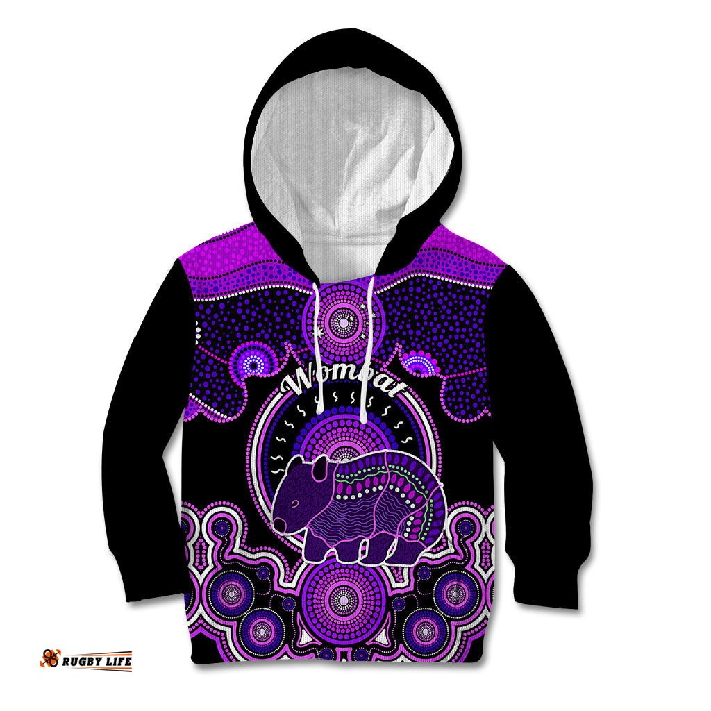 Personalised Australian Astrology Kid Hoodie Aboriginal Wombat Zodiac Sign
