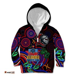 Knights Rugby Aboriginal Art Kid Hoodie NAIDOC Indigenous Tribal