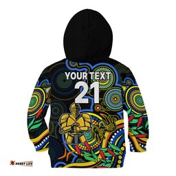 Custom Titans Rugby Aboriginal Art Kid Hoodie NAIDOC Indigenous Tribal