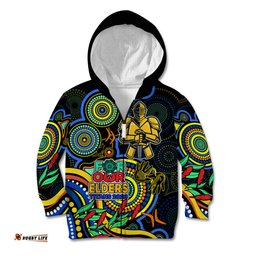 Custom Titans Rugby Aboriginal Art Kid Hoodie NAIDOC Indigenous Tribal