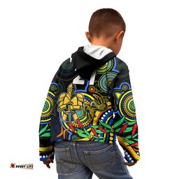 Custom Titans Rugby Aboriginal Art Kid Hoodie NAIDOC Indigenous Tribal