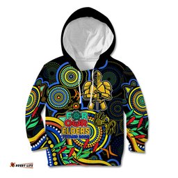 Custom Titans Rugby Aboriginal Art Kid Hoodie NAIDOC Indigenous Tribal