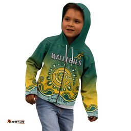 Custom Text and Number Wallabies Rugby Australia Hoodie KID Aboriginal