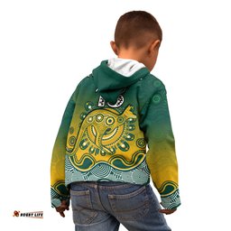 Custom Text and Number Wallabies Rugby Australia Hoodie KID Aboriginal