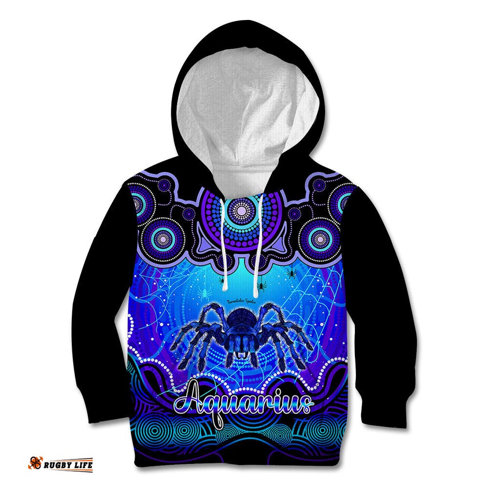Personalised Australia Scorpio Tarantulas Spider Zodiac Kid Hoodie Auz Astrology Aboriginal Blue