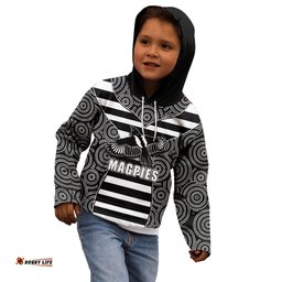 AFL Magpies Kid Hoodie Mix Dot Aboriginal
