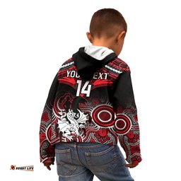 Personalised Dragons Rugby Kid Hoodie Saints 1998 Aboriginal Mix Polynesian Pattern