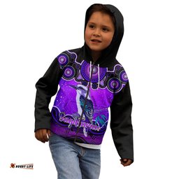 Personalised Australia Sagittarius Kookaburra Zodiac Kid Hoodie Auz Astrology Aboriginal Purple