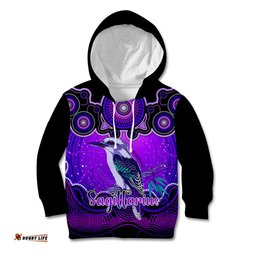 Personalised Australia Sagittarius Kookaburra Zodiac Kid Hoodie Auz Astrology Aboriginal Purple