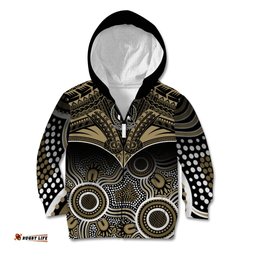 Personalised Collingwood Football Kid Hoodie Go Magpies Aboriginal Mix Polynesian Pattern