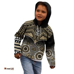 Personalised Collingwood Football Kid Hoodie Go Magpies Aboriginal Mix Polynesian Pattern