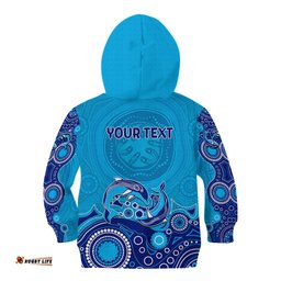 Australia Aboriginal Kid Hoodie Dolphin Light Blue
