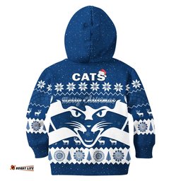 Cats Football Christmas Hoodie KID Geelong Aboriginal Painting
