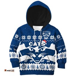 Cats Football Christmas Hoodie KID Geelong Aboriginal Painting