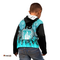 Custom Text and Number Brisbane Heat Hoodie KID Aboriginal Dot Fire Australia Cricket