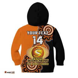 Custom Text And Number Perth Scorchers Cricket Hoodie KID We Are The Champions Aboriginal