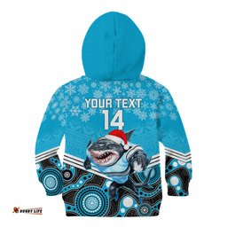 Custom Sharks Rugby Christmas Kid Hoodie Merry Xmas 2023 Mix Aboriginal Art