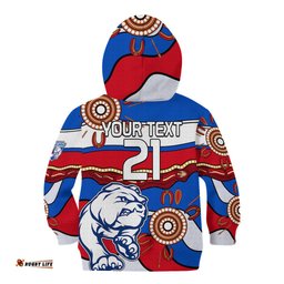 Custom Text And Number AFL Bulldogs Football Kid Hoodie Western Aboriginal Simple Style